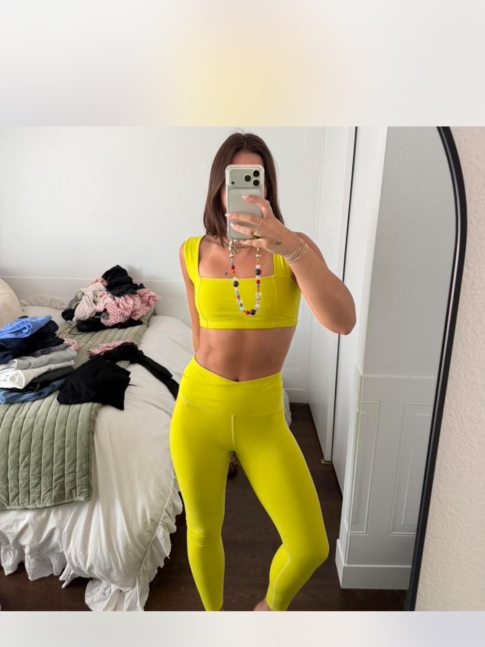 Beyond Yoga Neon Yellow Sports Bra & Legging Set